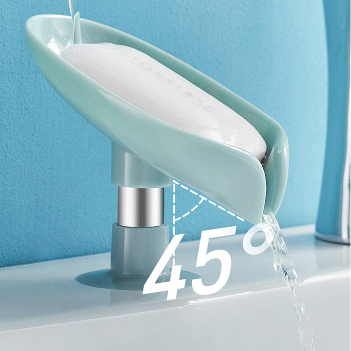 2pcs Drain Soap Holder Leaf Shape Soap Box Suction Cup Tray Drying