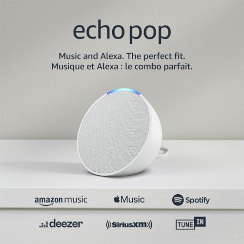 Amazon Echo Pop | Full sound compact smart speaker with Alexa | Glacier White