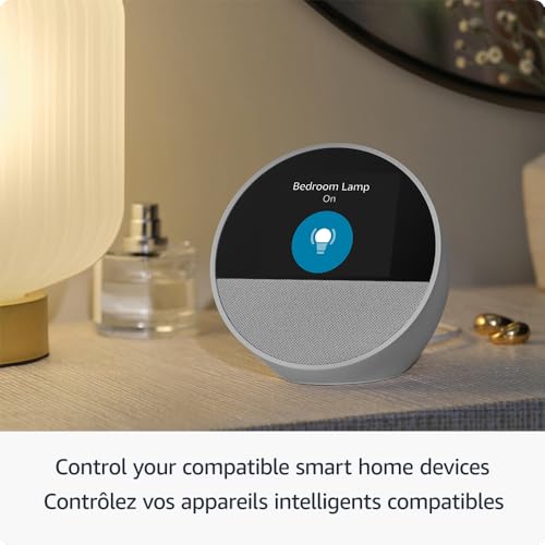 All-new Amazon Echo Spot (2024 release), Smart alarm clock with vibrant sound + Alexa, Black