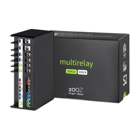 Zooz Z-Wave Long Range MultiRelay ZEN16 800LR for Garage Doors, Sprinklers, Gas Fireplace; 3 Dry Contact Relays (15A, 15A, 20A); 12-24 V AC/DC or USB C Power; Signal Repeater; Hub Required