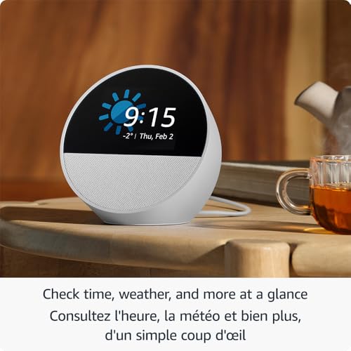 All-new Amazon Echo Spot (2024 release), Smart alarm clock with vibrant sound + Alexa, Black