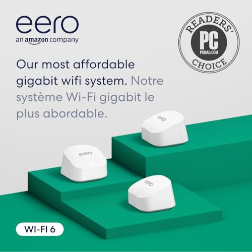 Amazon eero 6+ mesh Wi-Fi router | 1.0 Gbps Ethernet | Coverage up to 4,500 sq. ft. | Connect 75+ devices | 3-Pack | 2022 release