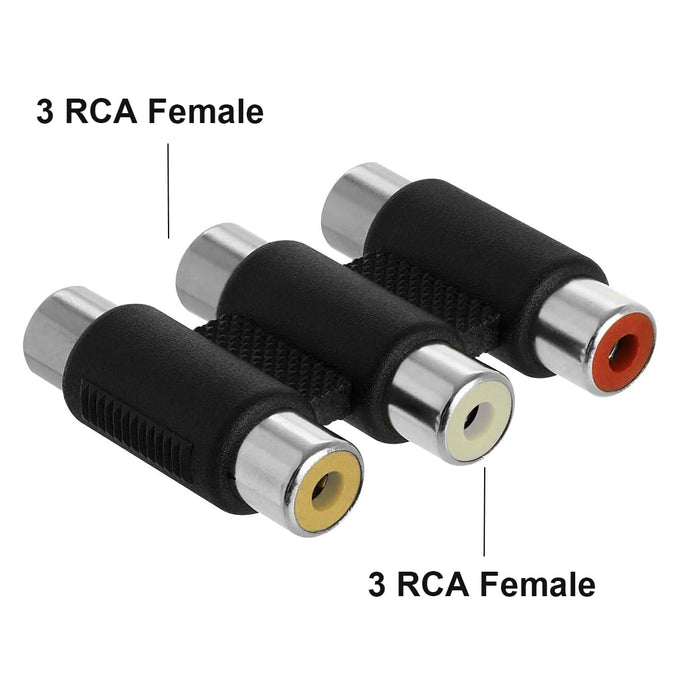 RUITEXUN RCA Audio Video Jointer Coupler, 3 RCA Female to Female Triple (White, Red, Yellow) Connector Composite Adapte