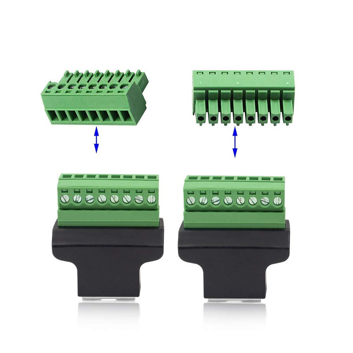 Poyiccot RJ45 Breakout, RJ45 Screw Terminal Adaptor Connector, 2pack RJ45 8p8c Female Jack to 8 Pin Screw Terminal Connector for Cat7 Cat6 Cat5 Cat5e Ethernet Extender CCTV Digital DVR Network Adapter