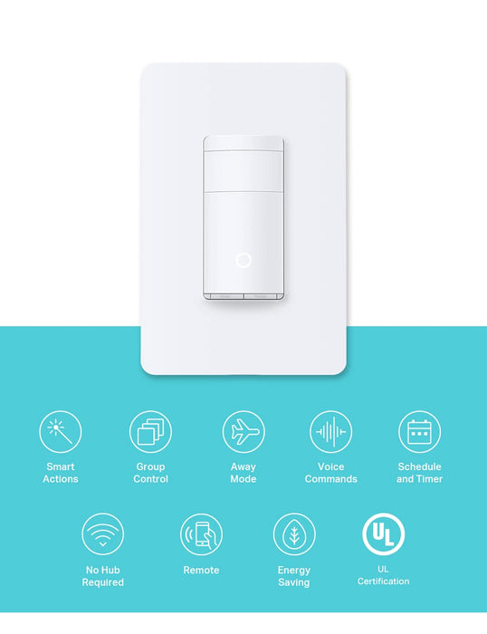 Kasa Smart Motion Sensor Switch, Single Pole, Needs Neutral Wire, 2.4GHz Wi-Fi Light Switch, Works with Alexa & Google Assistant, UL Certified, No Hub Required(KS200M),White,1-Pack