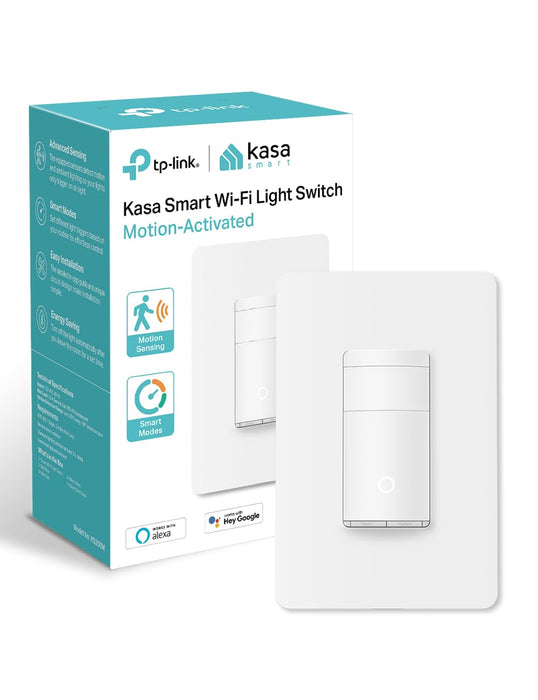 Kasa Smart Motion Sensor Switch, Single Pole, Needs Neutral Wire, 2.4GHz Wi-Fi Light Switch, Works with Alexa & Google Assistant, UL Certified, No Hub Required(KS200M),White,1-Pack