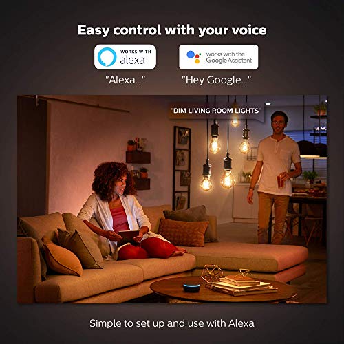 Philips Hue White 7W Equivalent 40W Filament G25 Base E26 LED Smart Bulb, Dimmable, Bluetooth & Zigbee Compatible, Voice Activated with Alexa