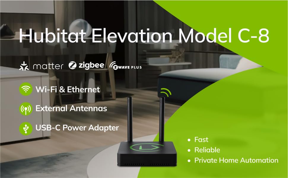 Hubitat Elevation Home Automation Hub (Model C-8) Works with Alexa, Apple HomeKit, Google Home, Zigbee, Z-Wave, Lutron