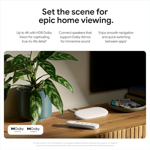 Google TV Streamer (4K) - Fast Streaming Entertainment on Your TV with Voice Search Remote - Watch Movies, Shows, Live TV, and Netflix in 4K HDR - Smart Home Control - 32 GB of Storage - Porcelain