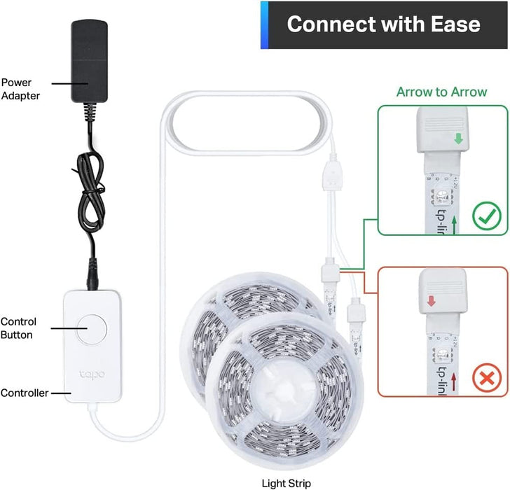 TP-Link Tapo Smart LED Light Strip,16M RGB Colors with Music Sync,65.6ft(4 Rolls of 16.4ft) Wi-Fi LED Lights Works w/Alexa & Google Assistant, Trimmable, No Hub Required, 2 Yr Warranty (Tapo L900-20)