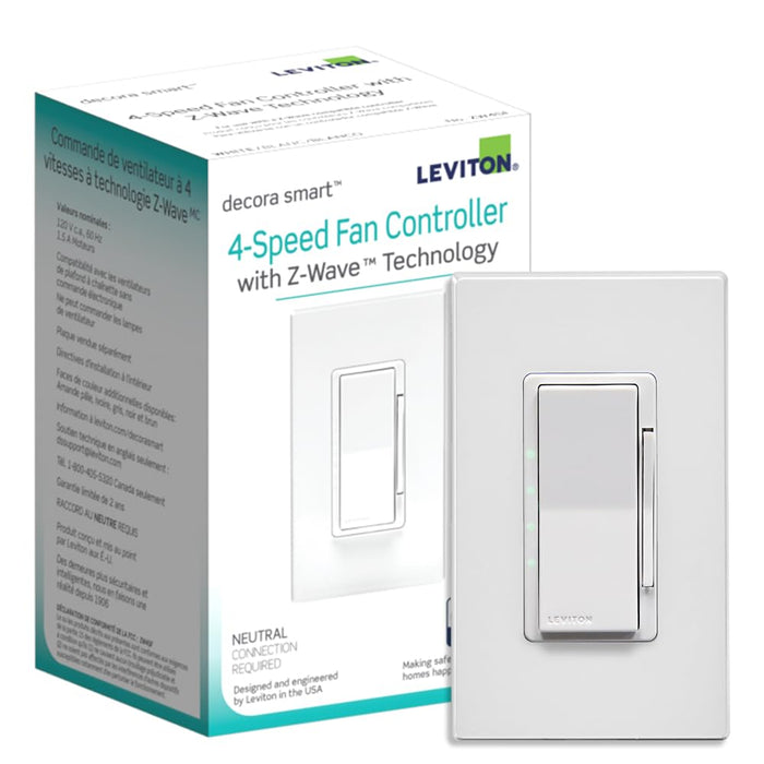 Leviton Decora Smart Fan Speed Controller, Z-Wave Plus, ZW4SF