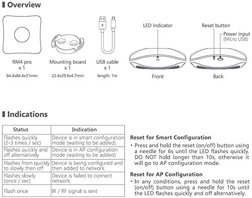 BroadLink RM4 pro (2.4 GHz Wi-Fi Only) IR & RF Universal Remote, All in One Hub Code Learning Wi-Fi Remote Control for TV Air Conditioner, Curtain Motor, Works with Alexa, Google Home, IFTTT