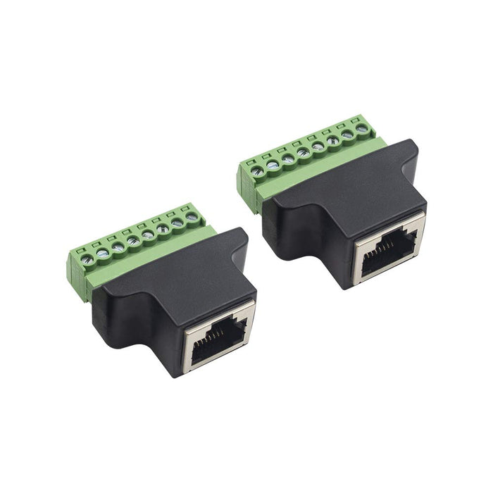 Poyiccot RJ45 Breakout, RJ45 Screw Terminal Adaptor Connector, 2pack RJ45 8p8c Female Jack to 8 Pin Screw Terminal Connector for Cat7 Cat6 Cat5 Cat5e Ethernet Extender CCTV Digital DVR Network Adapter