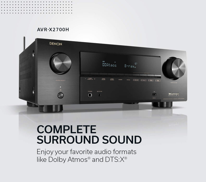 Denon AVR-X2700H 8K Ultra HD 7.2 Channel (95 Watt X 7) AV Receiver - Built for Gaming, Music Streaming, 3D Audio & Video, Alexa + HEOS