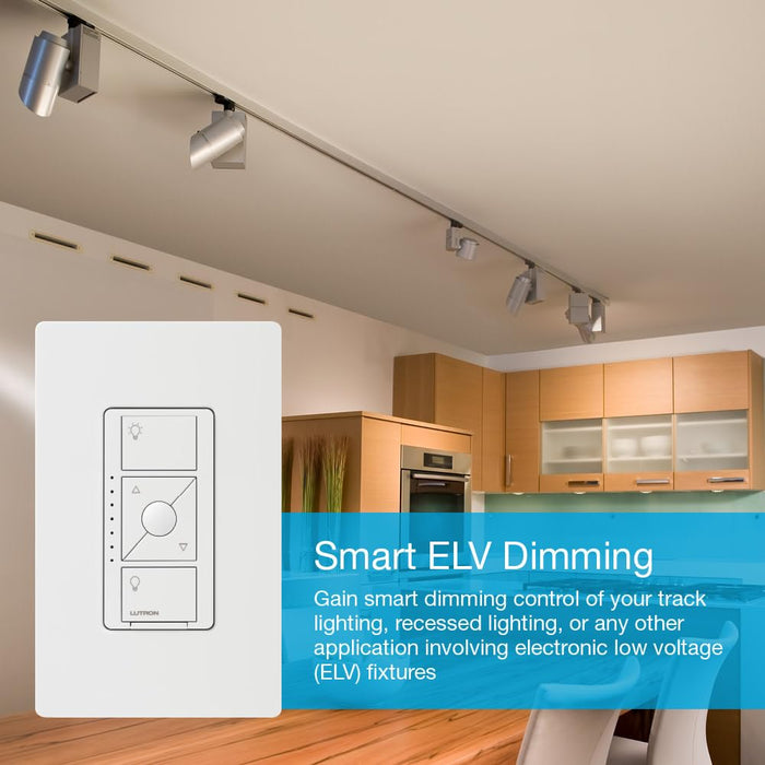 Lutron Caseta Smart Lighting Original Dimmer Switch ELV+ for Light Bulbs, , Works w/ Alexa, Apple Homekit, Google Home (Hub Required), 250W LED Single-Pole/3-Way, Neutral Required, PD-5NE-WH, White