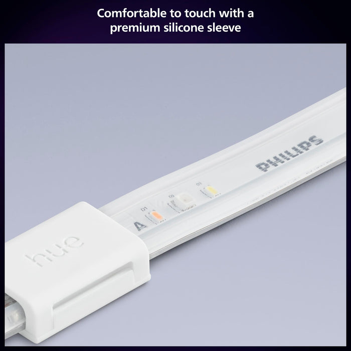 Philips Hue White & Color Ambiance Lightstrip Plus V4 starter kit, 2m, LED strip lights, Colour Changing, Bluetooth & Zigbee compatible, voice activated with Alexa, Music Sync