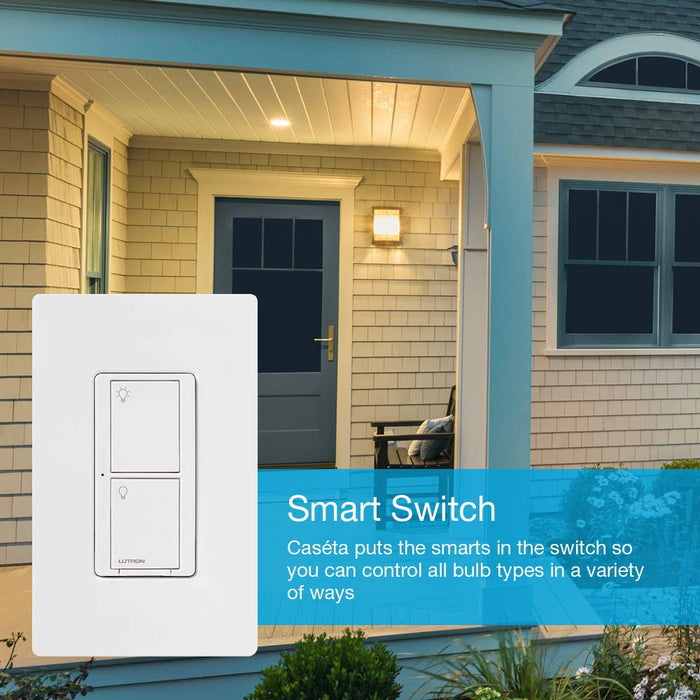 Lutron Caseta Smart Lighting Original Switch for Light Bulbs and Fans, Works w/ Alexa, Apple HomeKit, Google Home (Hub Required), 6A Single-Pole/3-Way, Neutral Required, PD-6ANS-WH, White