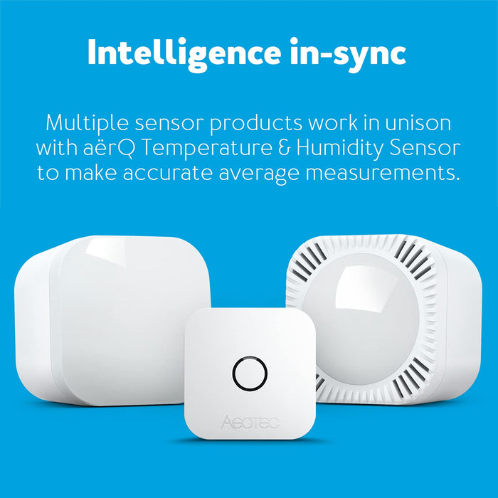 Z-Wave Temperature, Humidity, Dew Point Sensor: Aeotec aërQ, Wireless, Battery Powered, SmartThings Sensor, Z-Wave Plus, Z-Wave hub Required