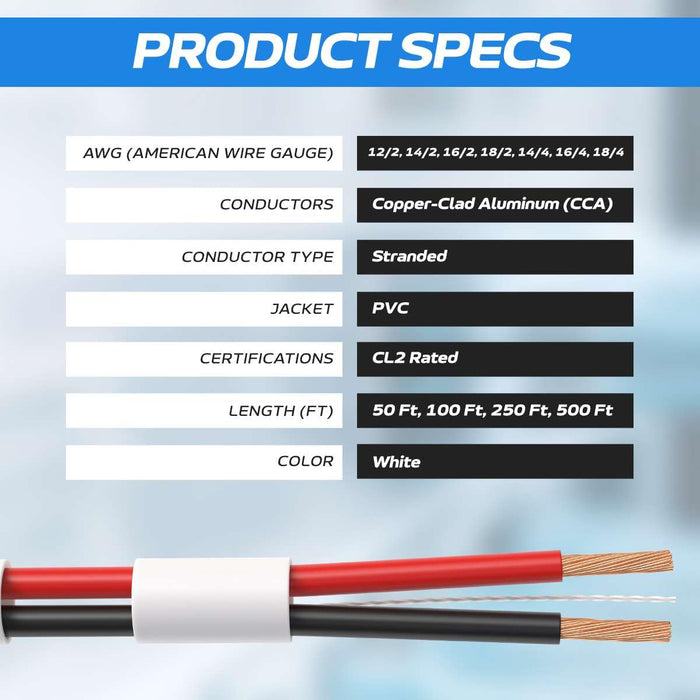 500ft 16AWG 4 Conductors (16/4) CL2 Rated Loud Speaker Cable Wire, Pull Box (For In-Wall Installation) (16AWG / 4 Conductors, 500ft)