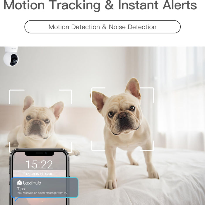 360° View 2K Pet Camera with Phone App, Indoor Security Camera, P2T Baby Monitor, Pan/Tilt, Motion & Sound Detection, Night Vision,Two-Way Audio, Works with Alexa