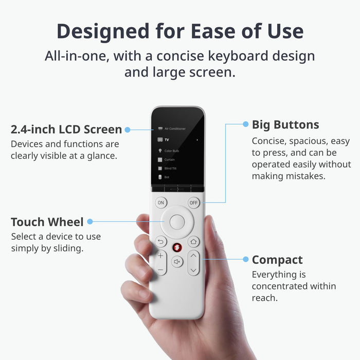 SwitchBot Universal Remote Control with Hub Mini Matter Enabled, All-in-one Smart Remote Control with Customizable App, Control IR/Bluetooth Devices, Compatible with TV/AC/SwitchBots and More