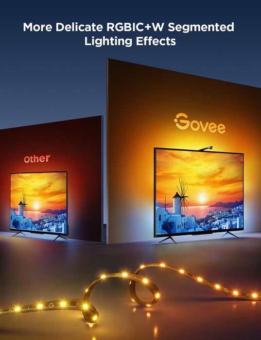 Govee TV Backlight 3 Lite with Fish-Eye Correction Function Sync to 55-65 Inch TVs, 11.8ft RGBICW Wi-Fi TV LED Backlight Strip with Camera, Voice and APP Control, Adapter