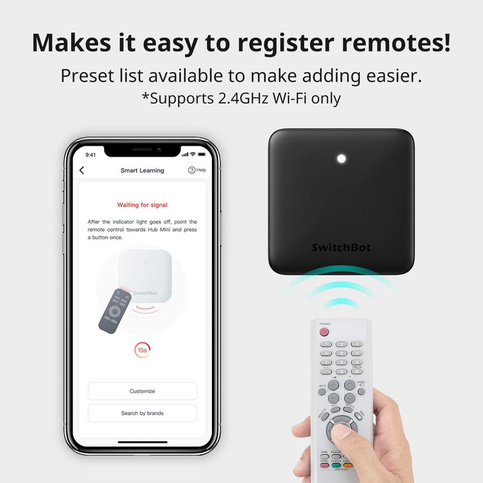 SwitchBot Hub Mini Smart Remote - IR Blaster, Link SwitchBot to Wi-Fi (Support 2.4GHz), Control TV, Air Conditioner, Compatible with Alexa, Google Home, HomePod, IFTTT