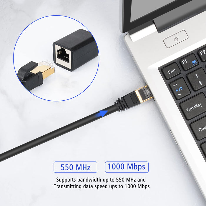 J&D Ethernet Extension Cable, Cat 6 Ethernet Extender Cable Adapter (3 Feet) Support Cat6 / Cat5e / Cat5 Standards, RJ45 Cords Shielded Male to Female