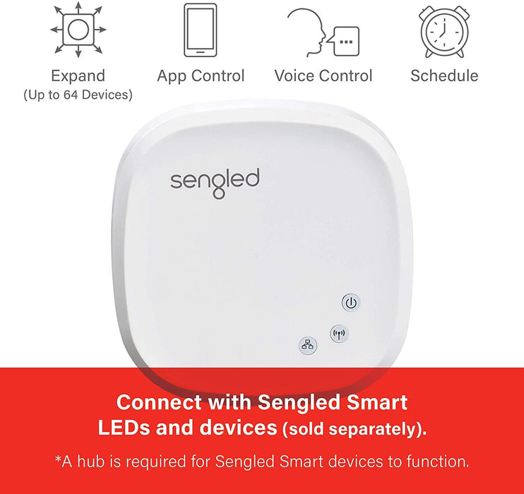 Sengled Z02-hub Hub for Use Smart Products, Compatible with Alexa and Google Assistant, 1 Count (Pack of 1), White