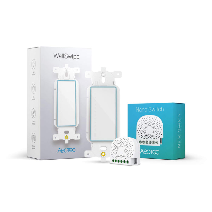 Aeotec Smart in-Wall Switch kit, Nano Switch & WallSwipe, Z-Wave Plus in-Wall Zwave Switch with Wall Panel Controller