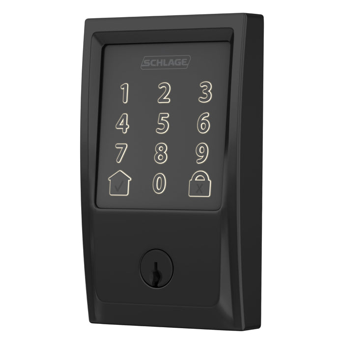 SCHLAGE Encode Smart WiFi Deadbolt with Century Trim in Matte Black (BE489WB CEN 622)