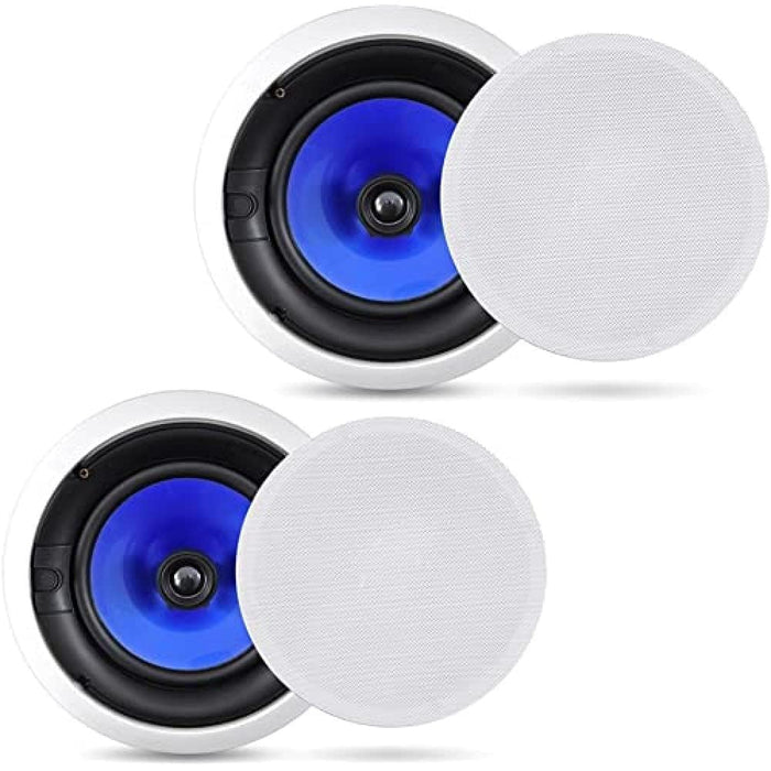 2-Way In-Wall In-Ceiling Speaker System - Dual 8 Inch 300W Pair Of Ceiling Wall Flush Mount Speakers W/ 1" Silk Dome Tweeter, Adjustable Treble Control - For Home Theater Entertainment - Pyle PIC8E