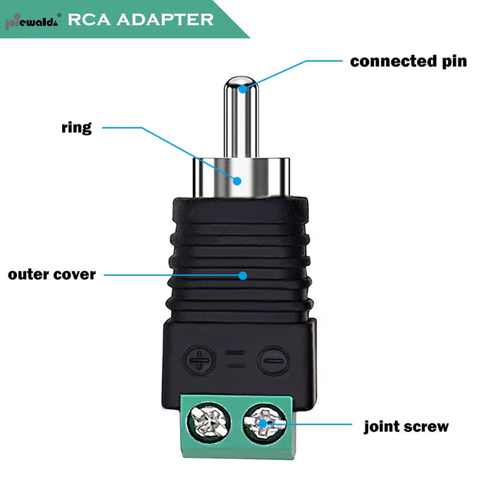 Niewalda RCA to AV Screw Terminal Adapter, 6pcs RCA Plugs Male, RCA Connector Adapter,Video Speaker Converter Solderless Adapter RCA Cable