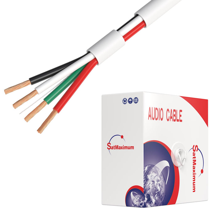 500ft 16AWG 4 Conductors (16/4) CL2 Rated Loud Speaker Cable Wire, Pull Box (For In-Wall Installation) (16AWG / 4 Conductors, 500ft)