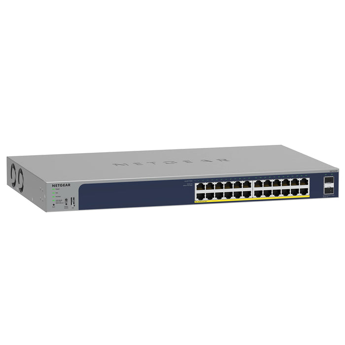 NETGEAR 26-Port PoE Gigabit Ethernet Smart Switch (GS724TP) - Managed, 24 x 1G, 24 x PoE+ @ 190W, 2 x 1G SFP, Optional Insight Cloud Management, Desktop or Rackmount, and Limited Lifetime Protection