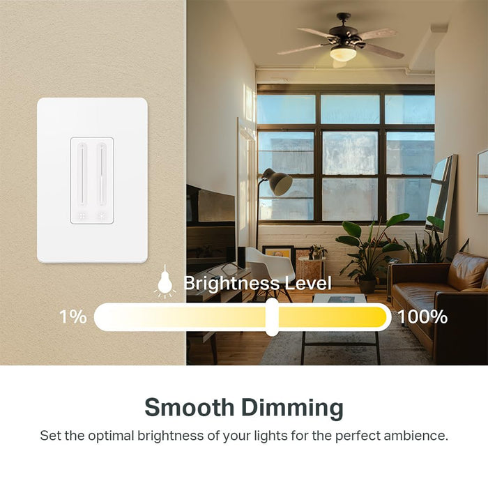 Kasa Smart Ceiling Fan Control & Dimmer Switch (KS240) - Adjustable 4-Speed Fan & Brightness Control, Works w/Apple HomeKit, Alexa & Google Home, Single Pole, 2.4G Wi-Fi Only, Neutral Wire Required