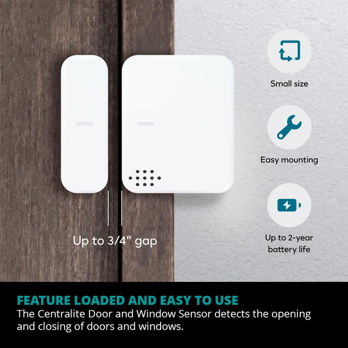 Centralite by Ezlo Micro Door and Window Sensor - Personal and Home Security - Wirelessly Notify Users of Arrivals and Departures - Works with Zigbee