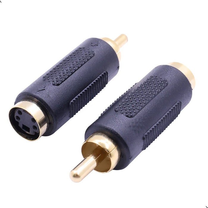 QJZXUEZHEN 2 Pcs S-Video RCA Male to 4 Terminal Female Connector Stereo Audio Video Cable Adapter Coupler (Male to Female)