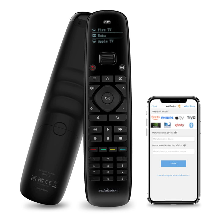 SofaBaton U2 Universal Remote, All in one Smart Universal Remote Control, Customized APP, Macro Button, Compatible with TV, Soundbar, Streaming Players and More, Longer IR Range and Larger Button