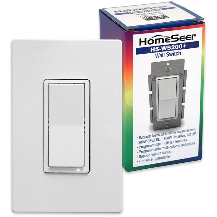 HomeSeer HS-WS200+ Z-Wave Plus Scene-Capable Smart Switch w/RGB LED indicator, Compatible with Alexa