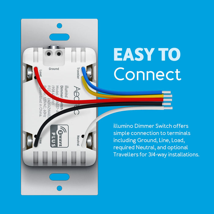 Zwave Light dimmer Switch: Aeotec Wall Dimmer Switch, 3 Way, Repeater, On Off Dim, SmartThings Switch, Z-Wave Plus, Gen7, illumino, ZWave hub Required