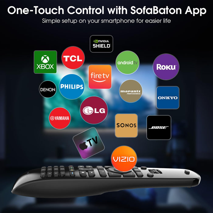 SofaBaton U2 Universal Remote Compatible with TV/DVD/STB/Projector/Blu-ray/Streaming Players, Longer Infrared Signal & Raise to Wake, All-in-One Remote Control with APP & Customizable Macro Button