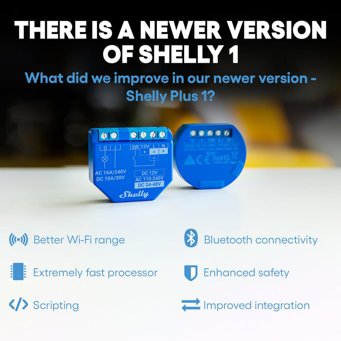 SHELLY 1 One Relay Switch Wireless WiFi Home Automation iOS Android Application + 2 pack UL