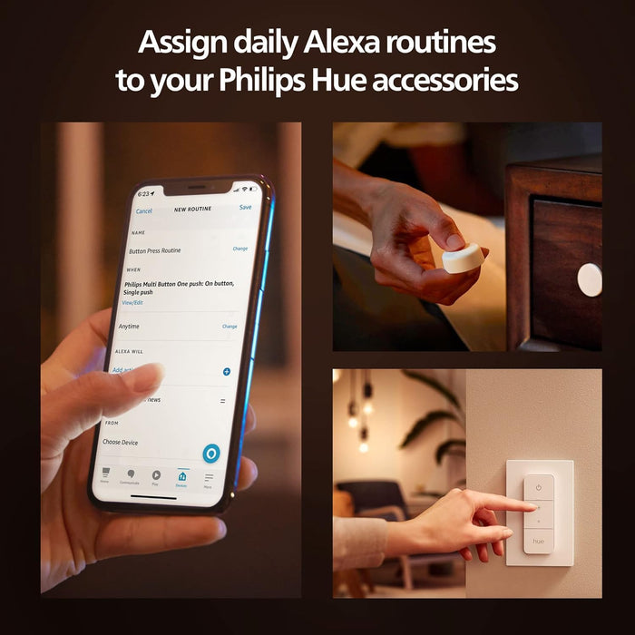 Philips Hue Smart Button for Hue Smart Lights, Smart Light Control, Bluetooth & Zigbee Compatible (Hue Hub Required)