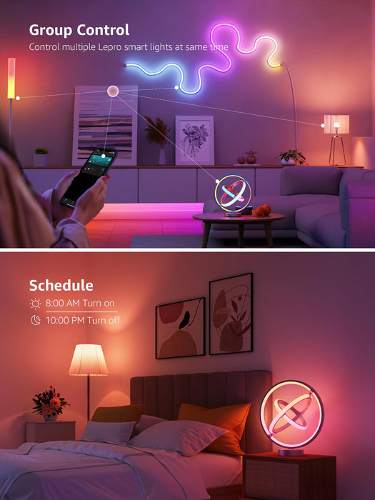 Lepro TB1 AI Smart Table Lamp, RGB Plus IC Addressable LED Lamp Alexa Google Compatible, LightBeats Music Sync, AI Generated Lighting LLM, Color Changing Modern Desk Lamp, 2.4 GHz WiFi/Bluetooth