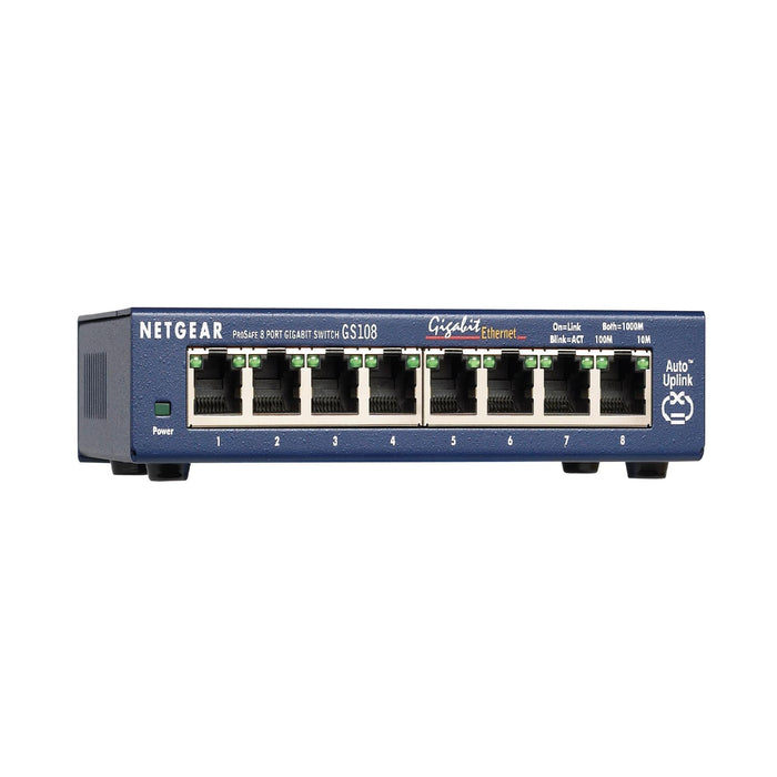 NETGEAR 8-Port Gigabit Ethernet Unmanaged Switch (GS108) - Desktop, and ProSAFE Lifetime Protection