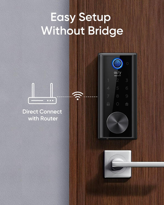 eufy Security Smart Lock S230 - Keyless Fingerprint Lock with Wi-Fi, Remote Access, IP65 Weatherproof, BHMA Certified (E130 Updated Version)