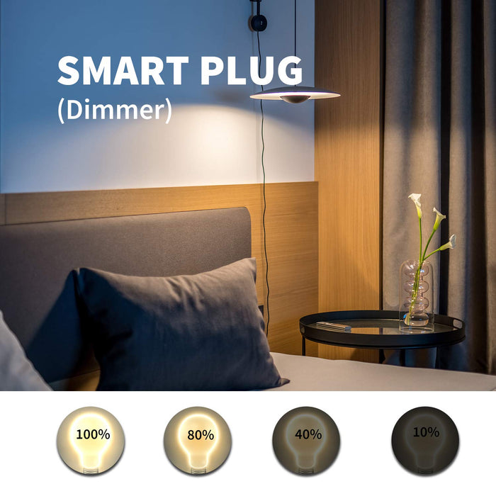 Zwave Smart Light Dimmer Outlet, Z-Wave Smart Plug-in Socket, Built-in Repeater, Z Wave Hub Required, Works with SmartThings, Wink, Alexa, Google Assistant