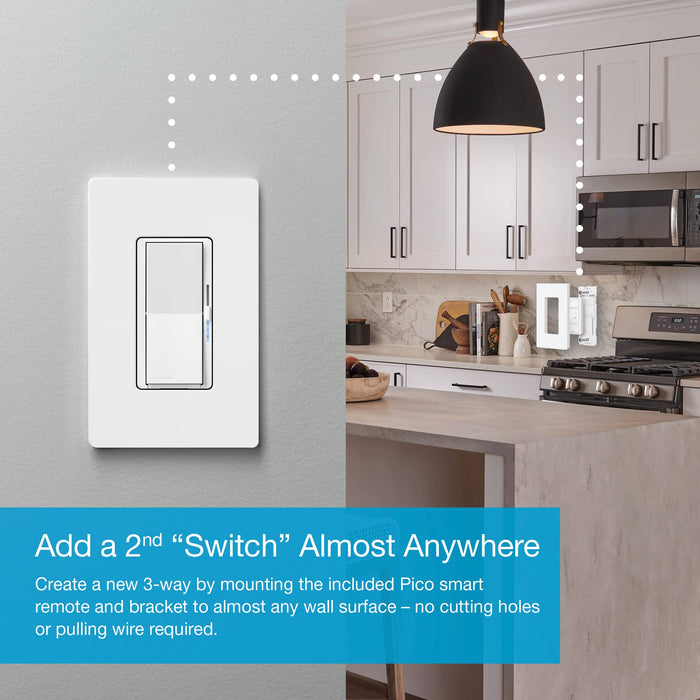 Lutron Diva Smart Dimmer Switch Starter Kit for Caséta Smart Lighting, with Smart Hub, Pico Remote, and Pedestal | DVRF-BDG-1DP-A