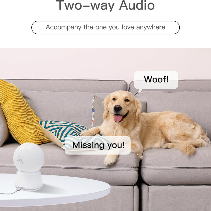 360° View 2K Pet Camera with Phone App, Indoor Security Camera, P2T Baby Monitor, Pan/Tilt, Motion & Sound Detection, Night Vision,Two-Way Audio, Works with Alexa